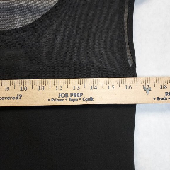 Get Laud Maxi Dress M Bodycon Black Sheer Mesh Top Sweetheart Stretch Sleeveless - Picture 8 of 12